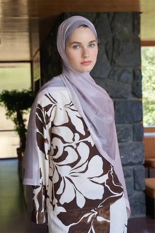 Fransız İpeği Degrade Desen Şal - Bej