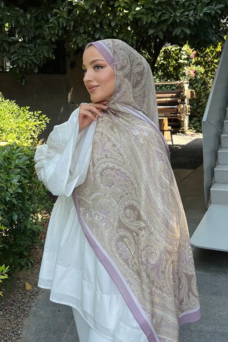 Fransız İpeği Saray Desen Şal - Gül Kurusu