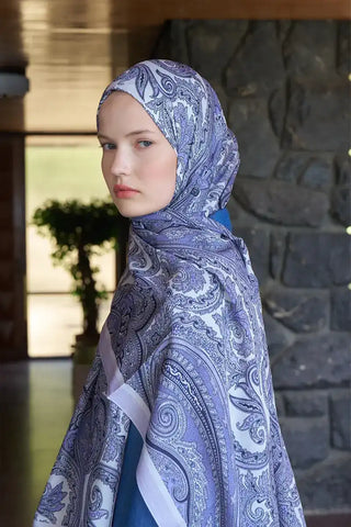 Fransız İpeği Saray Desen Şal - Lila