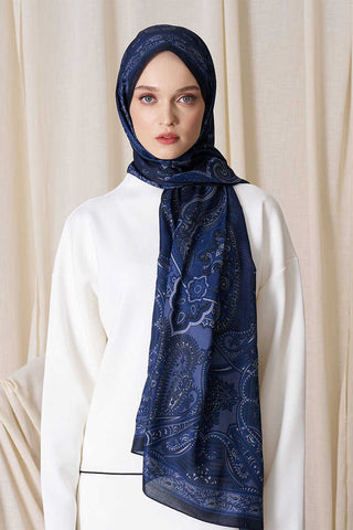 Historical Dionessa Desen Şal - Gece Mavisi