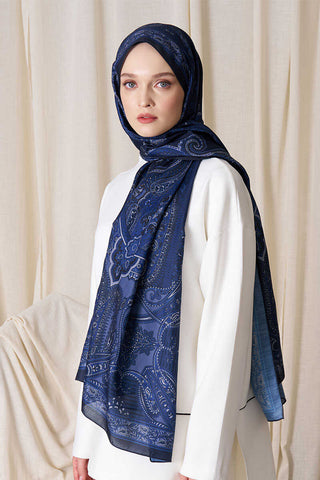 Historical Dionessa Desen Şal - Gece Mavisi