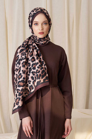 Historical Leopar Desen Şal - Kahverengi