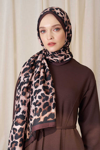 Historical Leopar Desen Şal - Kahverengi