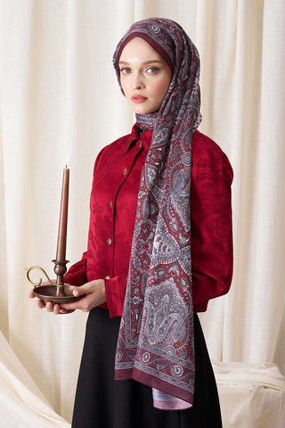 Historical Livia Desen Şal - Kırmızı