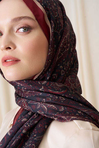 Historical Veloria Desen Şal - Bordo