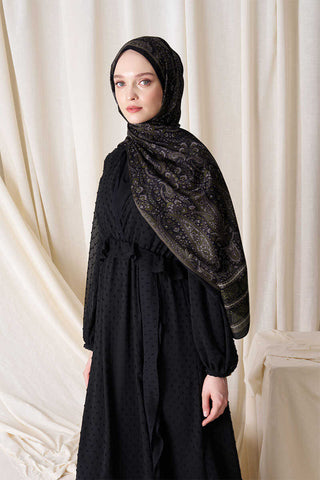 Historical Veloria Desen Şal - Gold / Siyah