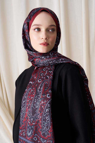 Historical Veloria Desen Şal - Kırmızı