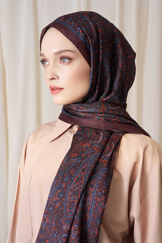 Historical Veloria Desen Şal - Kızıl Kahve