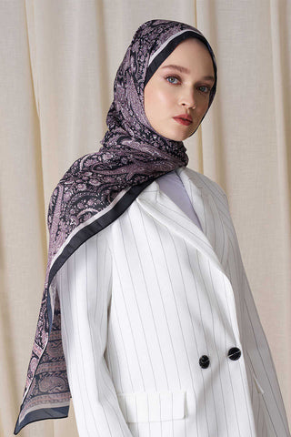Historical Veloria Desen Şal - Siyah / Bej