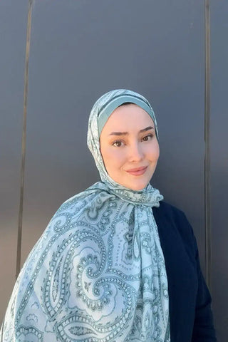 Historical Victorian Desen Şal - Su Yeşili