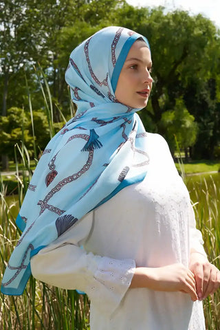 Hyper Zincir Desen Şal - Mavi