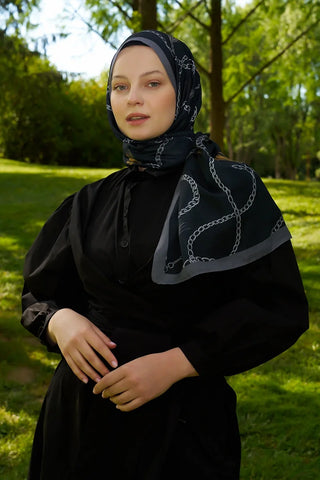 Hyper Zincir Desen Şal - Siyah