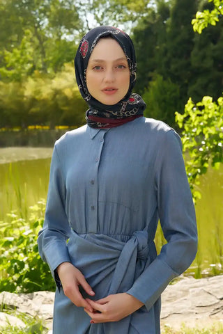 Hyper Zincir Desen Şal - Siyah / Bordo