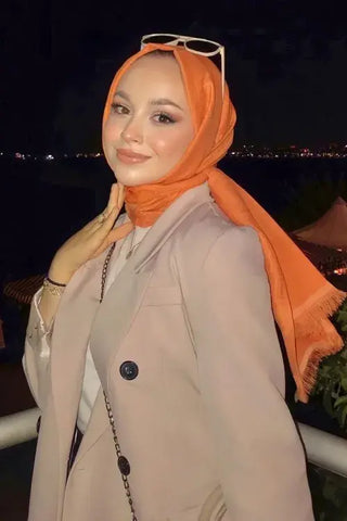 Feride Uludağ Jakar Laby Desen Şal - Orange