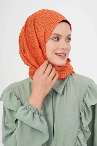 Feride Uludağ Jakar Laby Desen Şal - Orange