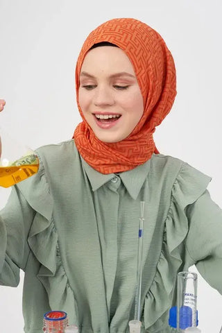 Feride Uludağ Jakar Laby Desen Şal - Orange