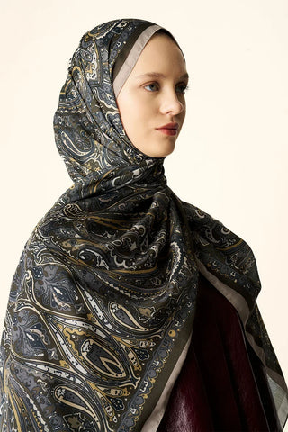 Katre Desenli Pamuk Dokulu Şal - Yeşil