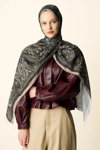 Katre Desenli Pamuk Dokulu Şal - Yeşil