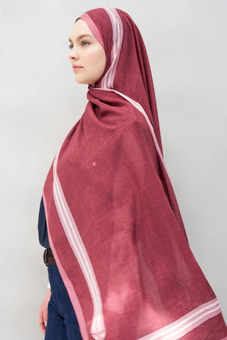 Kemer Desen Tensel Şal - Pembe