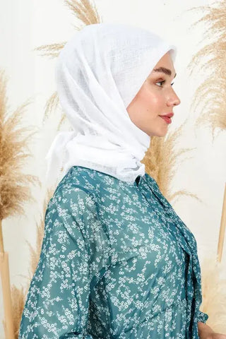 Keten Vual Eşarp - Beyaz