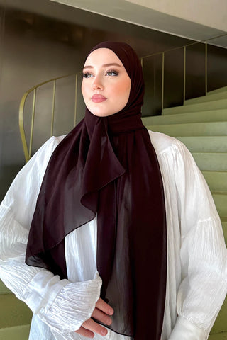 Krep Şifon Şal - Acı Kahve