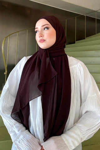 Krep Şifon Şal - Acı Kahve