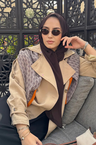 Krep Şifon Şal - Acı Kahve