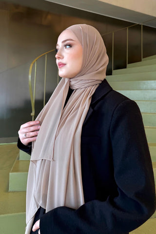 Krep Şifon Şal - Bej