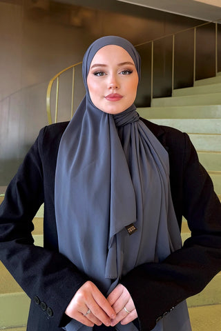 Krep Şifon Şal - Füme