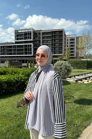 Krep Şifon Şal - Gri