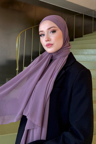 Krep Şifon Şal - Gül Kurusu
