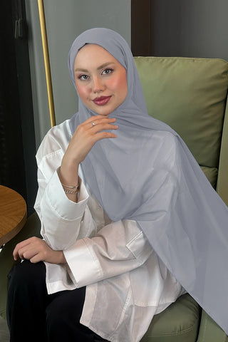 Krep Şifon Şal - Gümüş
