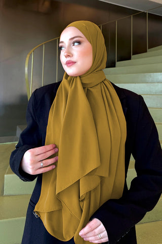 Krep Şifon Şal - Hardal