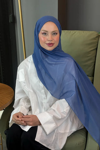 Krep Şifon Şal - İndigo