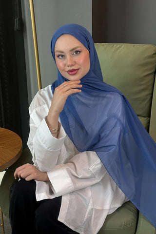 Krep Şifon Şal - İndigo
