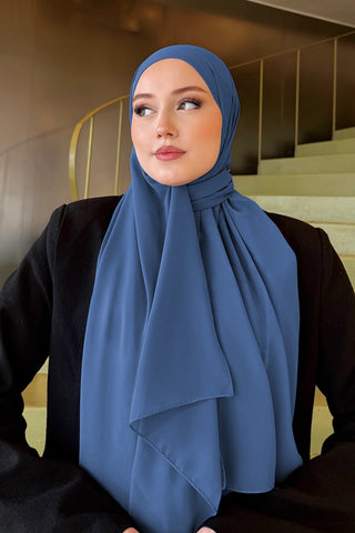 Krep Şifon Şal - İndigo