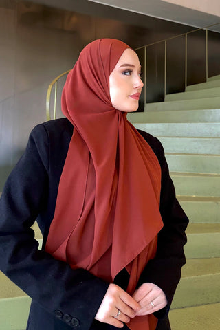 Krep Şifon Şal - Kiremit