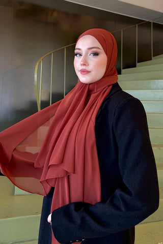 Krep Şifon Şal - Kiremit