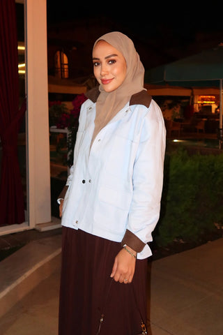 Krep Şifon Şal - Koyu Bej