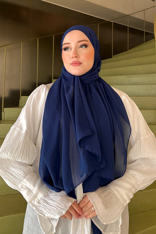 Krep Şifon Şal - Lacivert