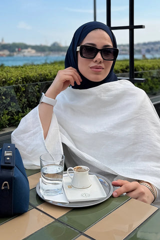 Krep Şifon Şal - Lacivert