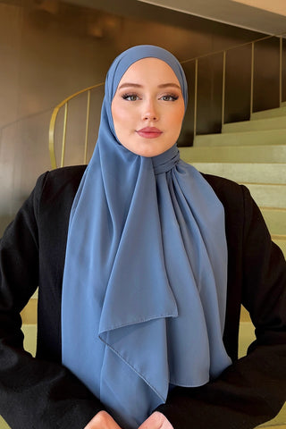 Krep Şifon Şal - Mavi