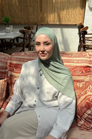 Krep Şifon Şal - Mint