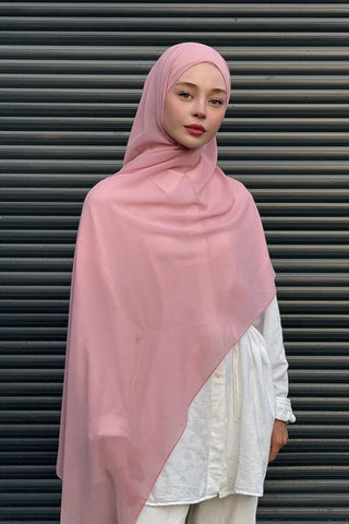 Krep Şifon Şal - Pembe