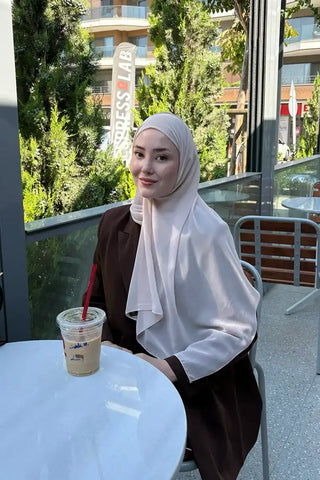 Krep Şifon Şal - Pudra