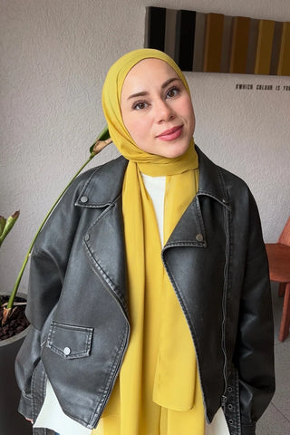 Krep Şifon Şal - Sarı