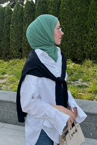 Krep Şifon Şal - Su Yeşili