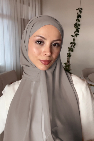 Krep Şifon Şal - Vizon