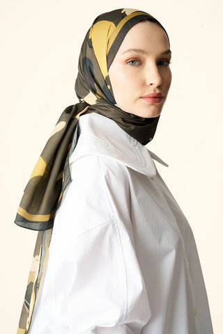 Liva Desenli Pamuk Dokulu Şal - Yeşil