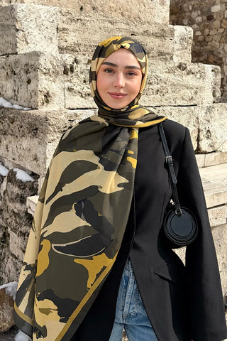 Liva Desenli Pamuk Dokulu Şal - Yeşil